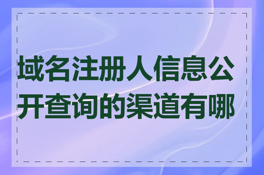 域名注册人信息公开查询的渠道有哪些