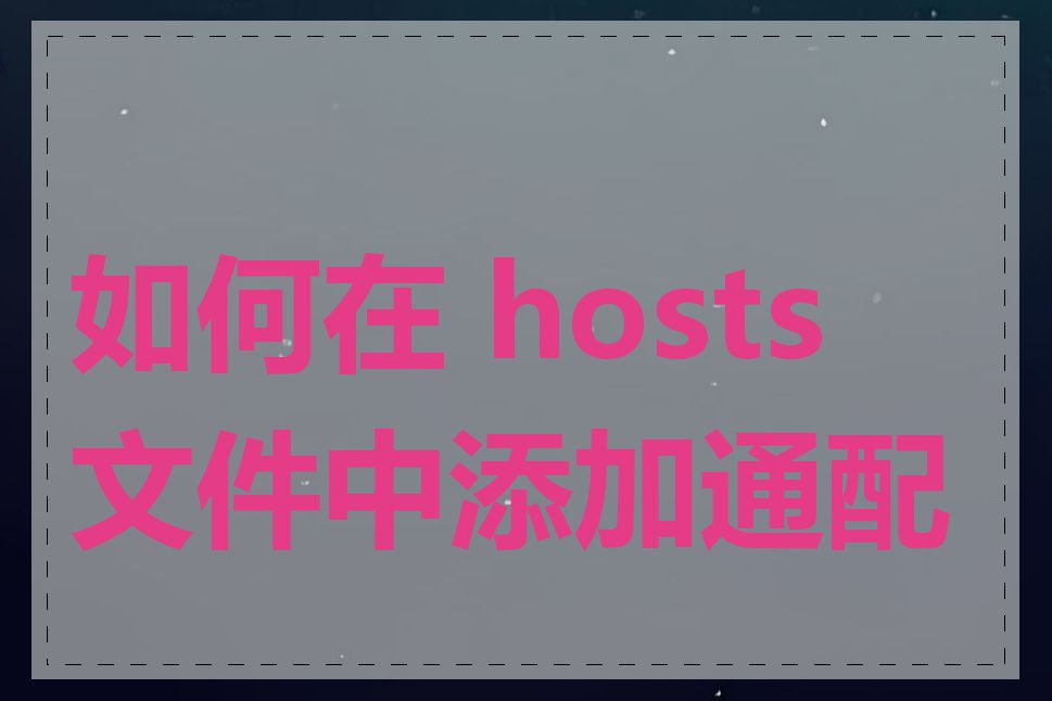 如何在 hosts 文件中添加通配符