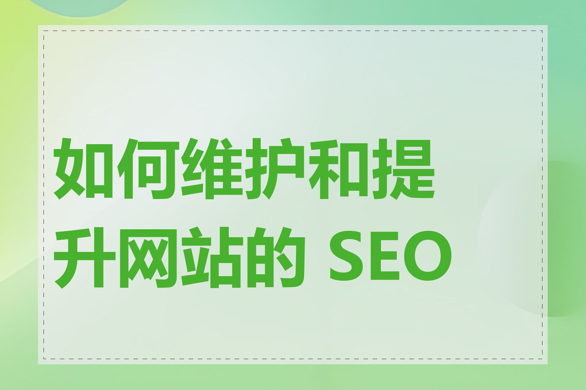 如何维护和提升网站的 SEO 值