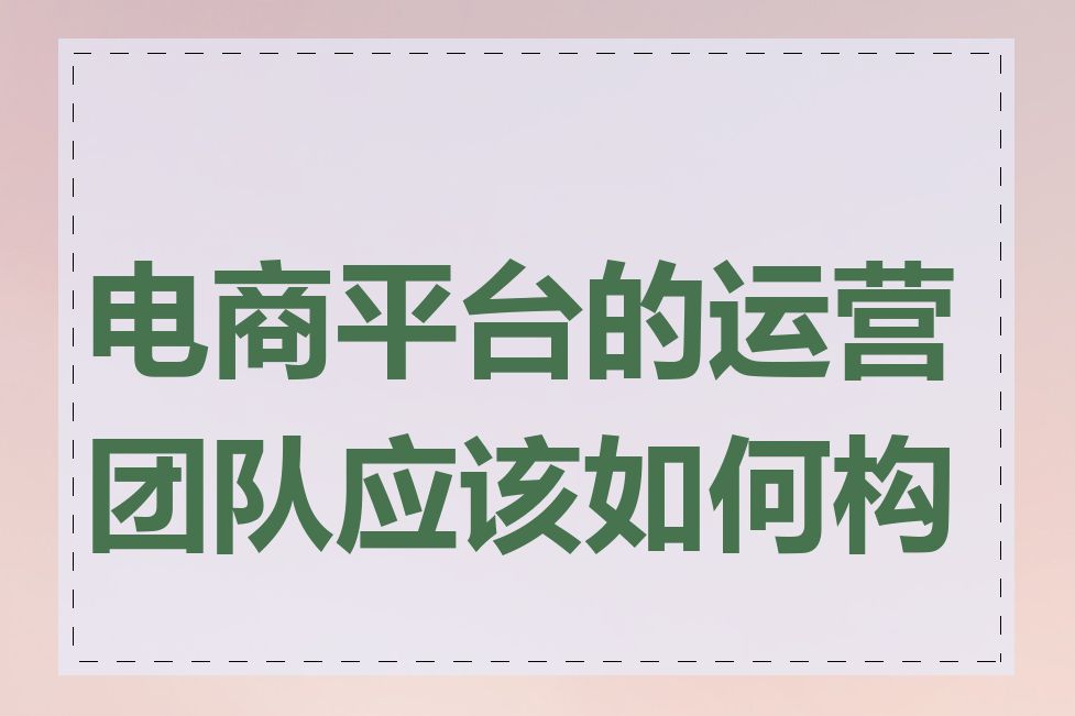 电商平台的运营团队应该如何构建