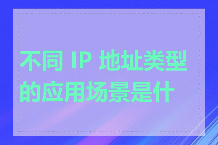 不同 IP 地址类型的应用场景是什么