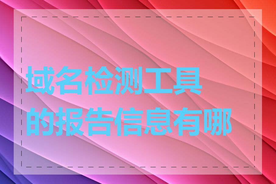 域名检测工具的报告信息有哪些