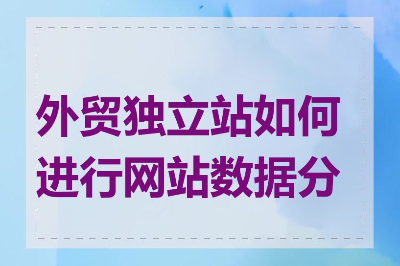 外贸独立站如何进行网站数据分析