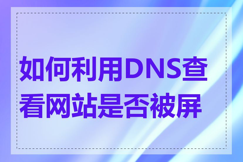 如何利用DNS查看网站是否被屏蔽