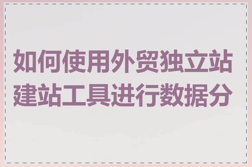 如何使用外贸独立站建站工具进行数据分析