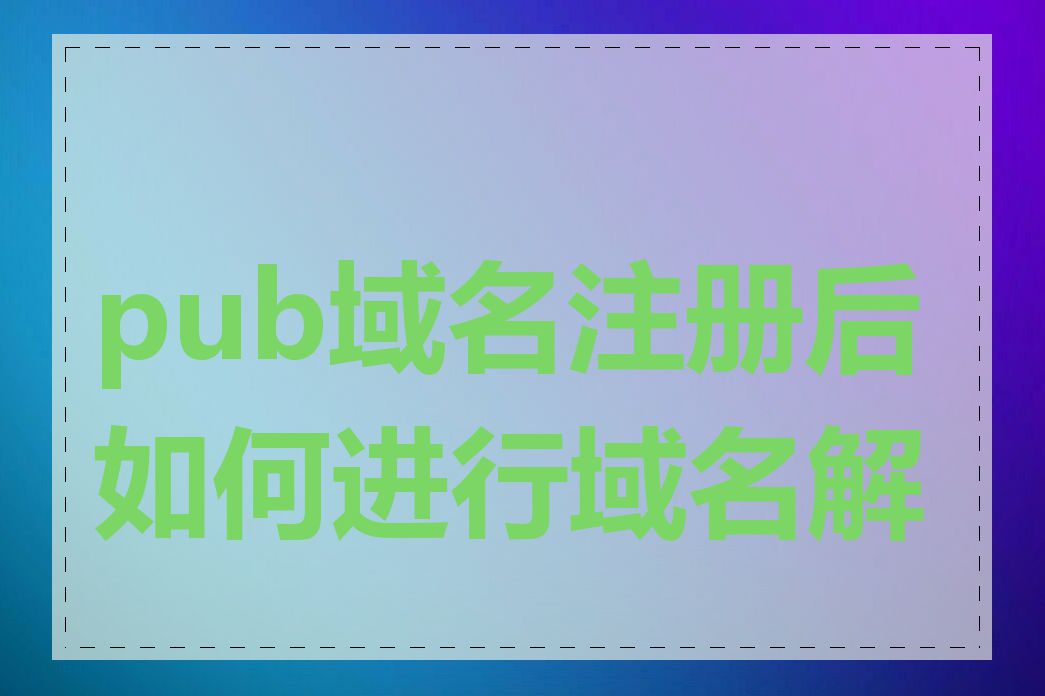 pub域名注册后如何进行域名解析