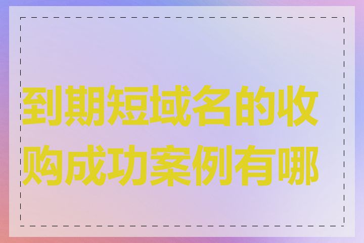 到期短域名的收购成功案例有哪些