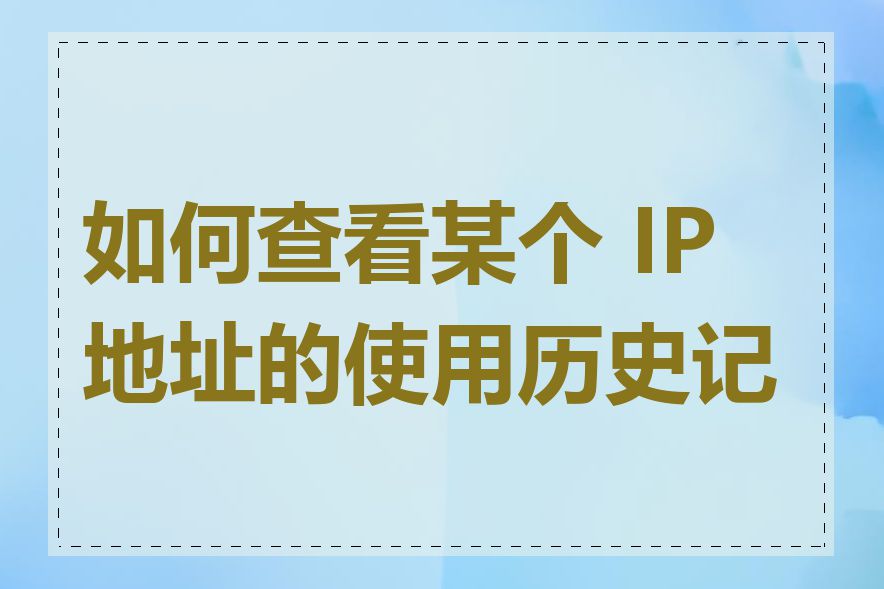 如何查看某个 IP 地址的使用历史记录