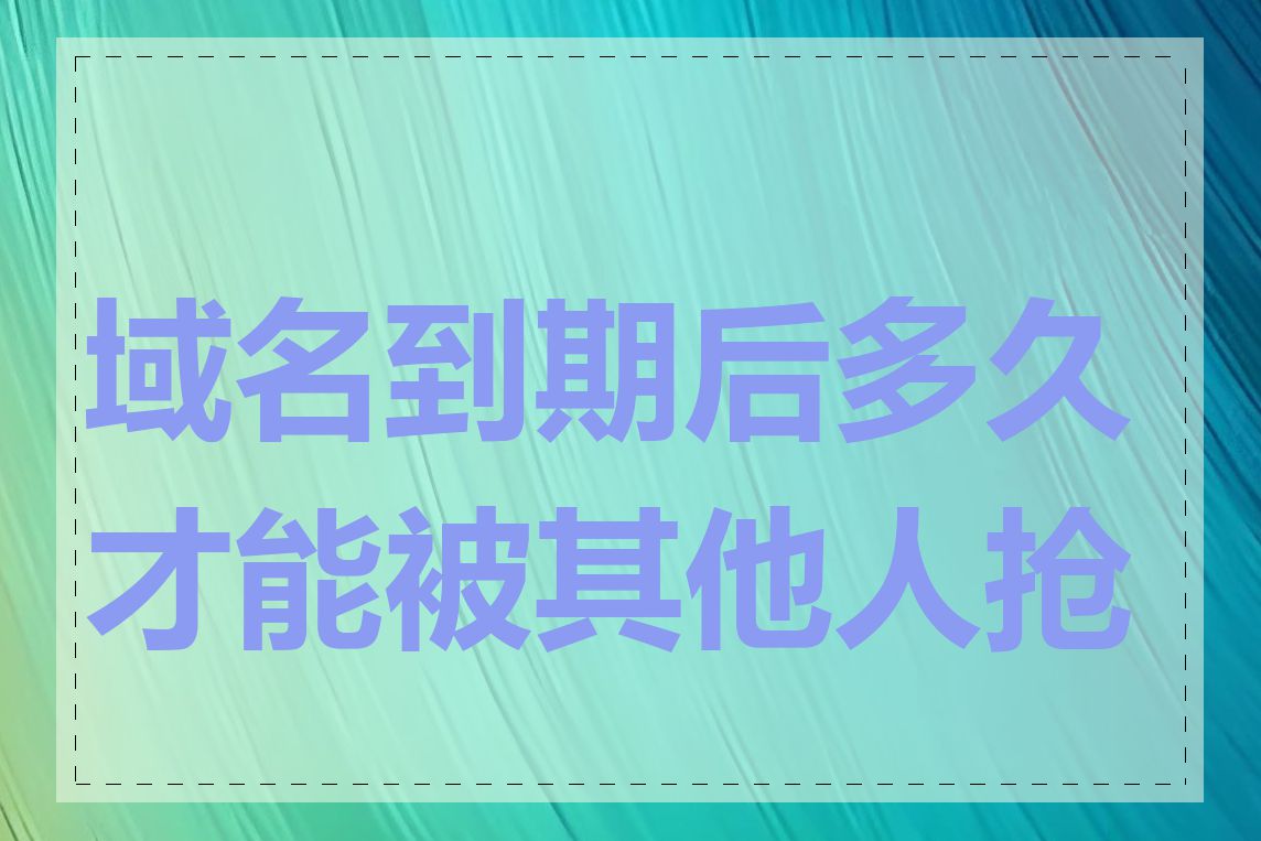 域名到期后多久才能被其他人抢注