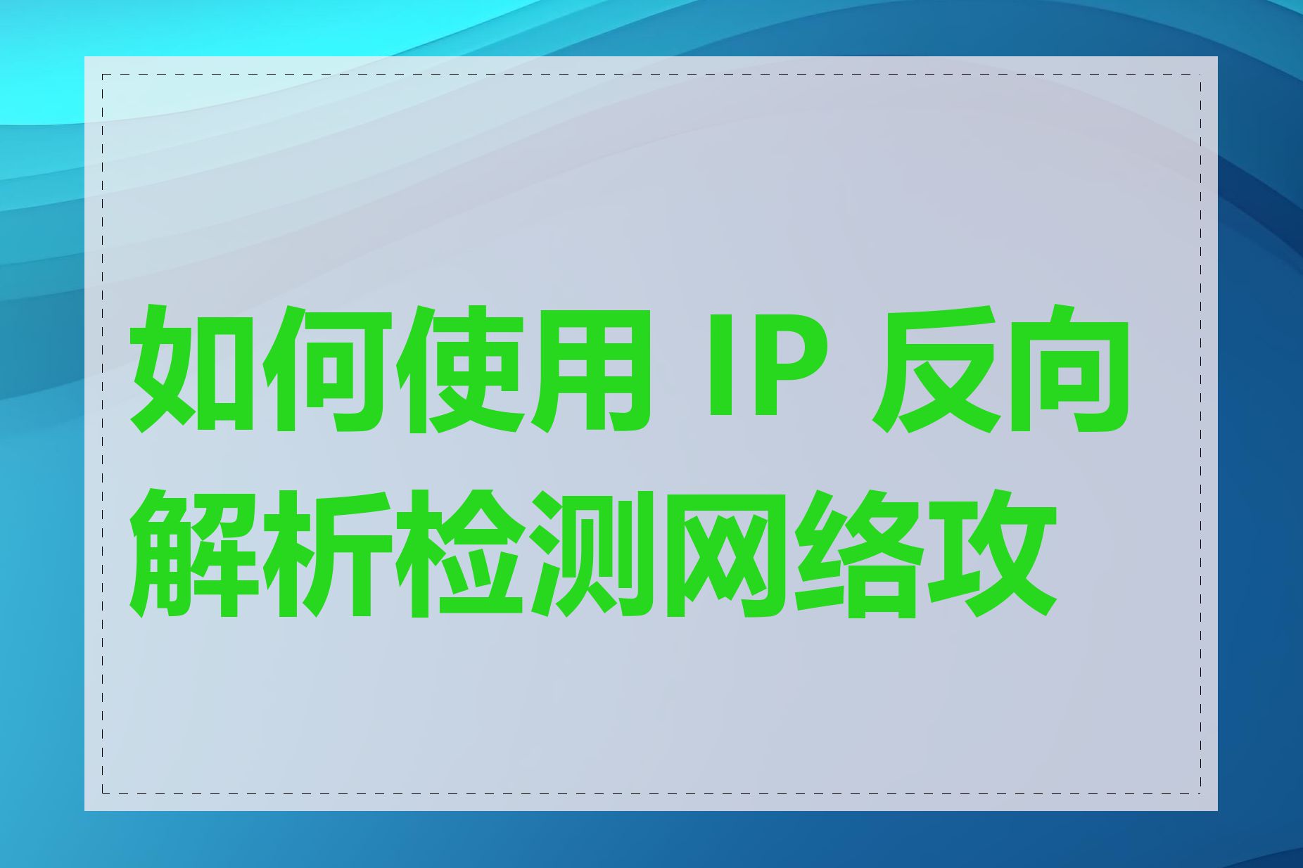 如何使用 IP 反向解析检测网络攻击