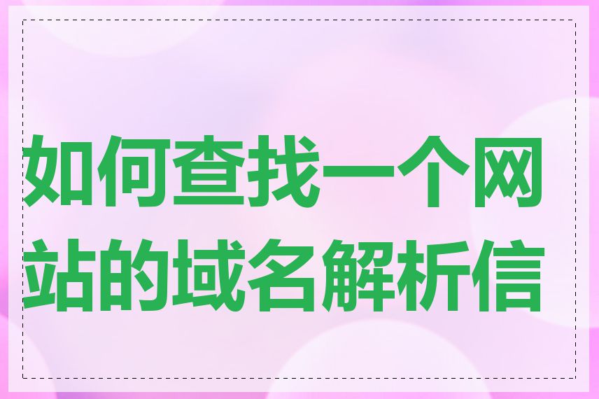 如何查找一个网站的域名解析信息