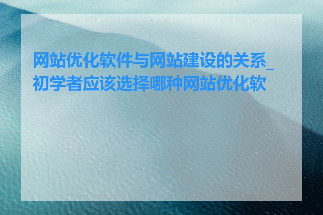 网站优化软件与网站建设的关系_初学者应该选择哪种网站优化软件