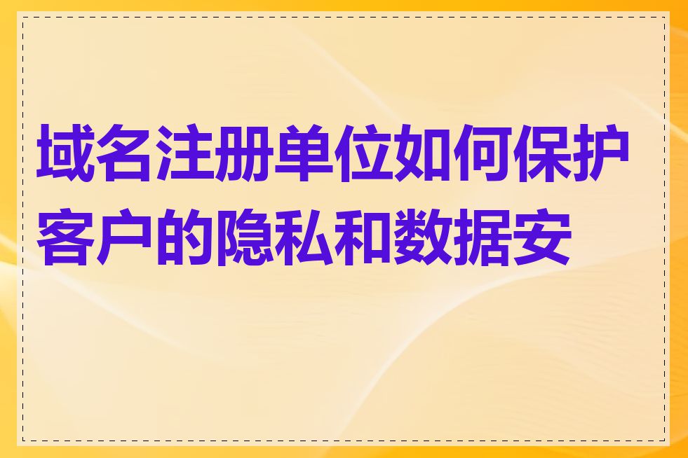 域名注册单位如何保护客户的隐私和数据安全