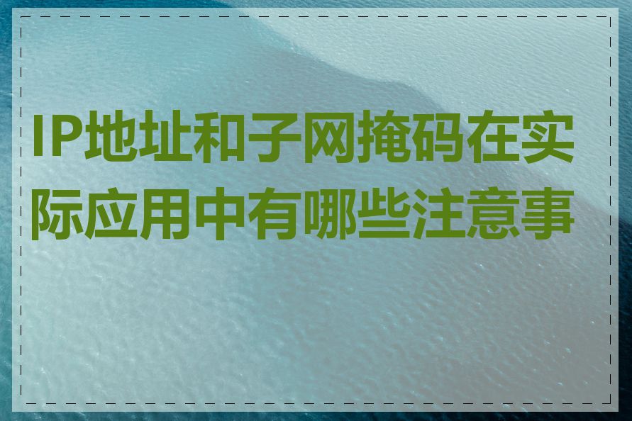 IP地址和子网掩码在实际应用中有哪些注意事项