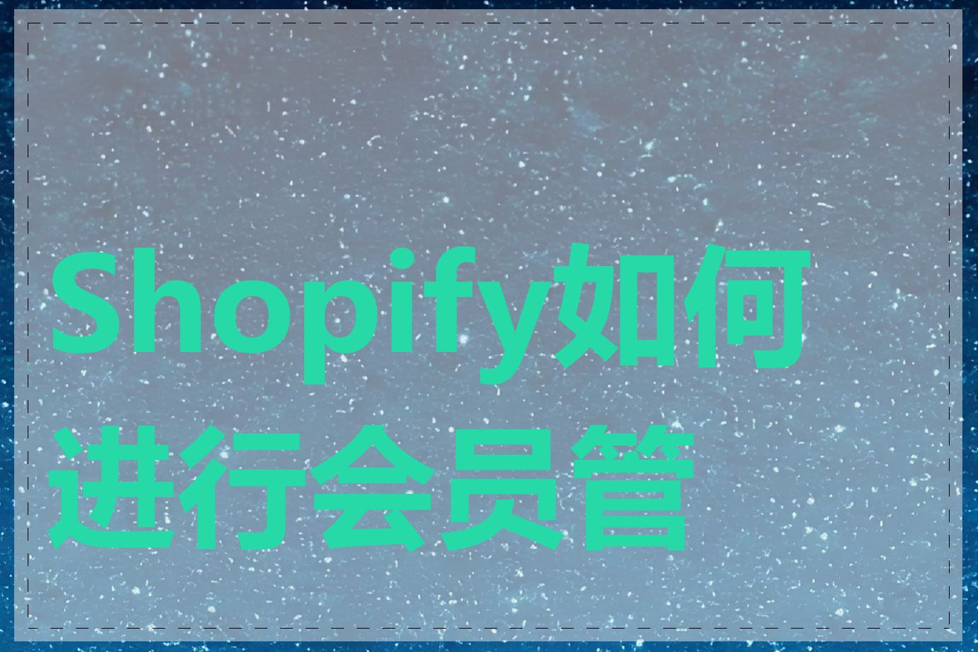 Shopify如何进行会员管理