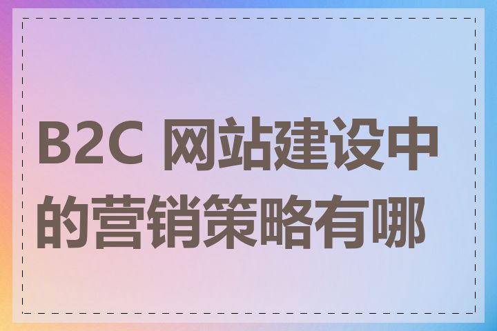 B2C 网站建设中的营销策略有哪些