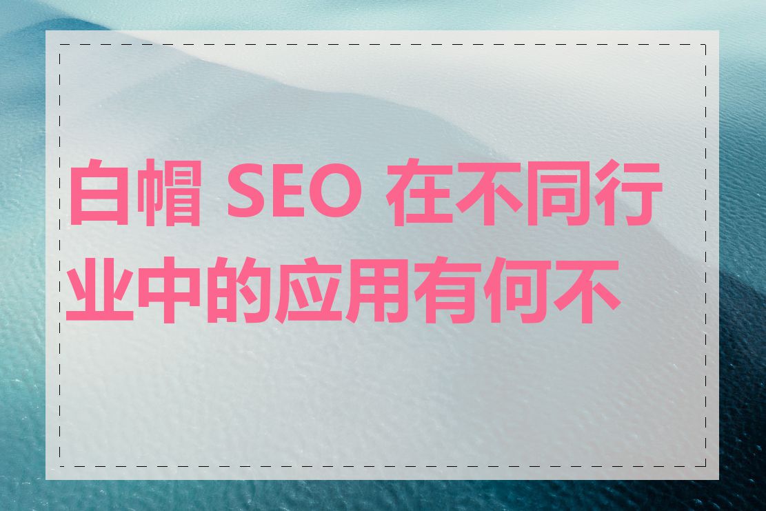 白帽 SEO 在不同行业中的应用有何不同