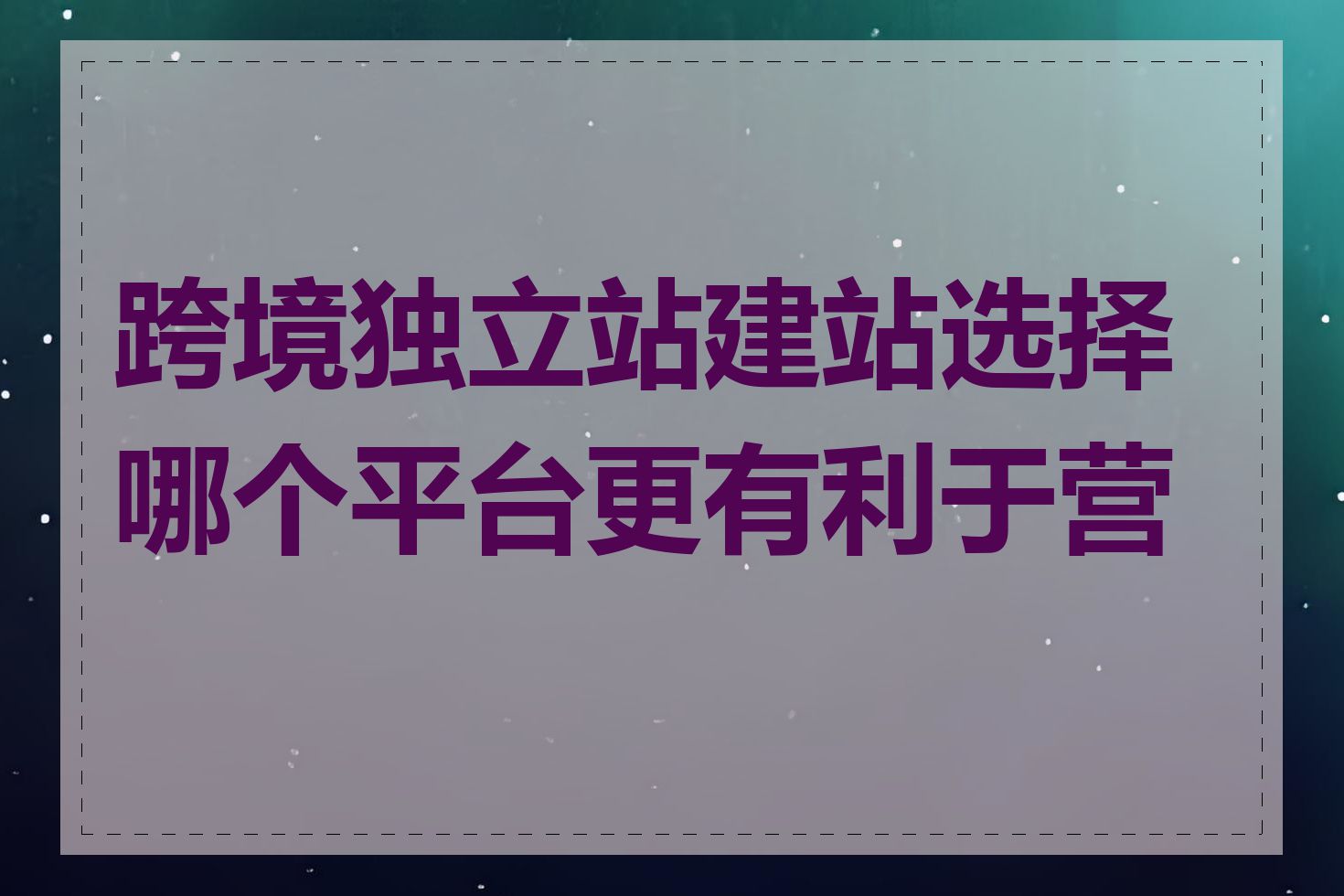 跨境独立站建站选择哪个平台更有利于营销