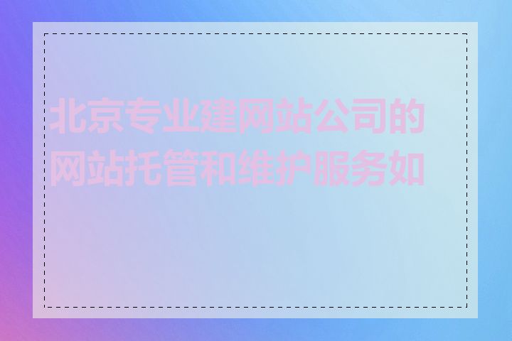 北京专业建网站公司的网站托管和维护服务如何