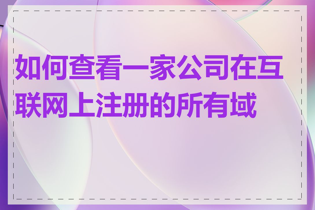 如何查看一家公司在互联网上注册的所有域名