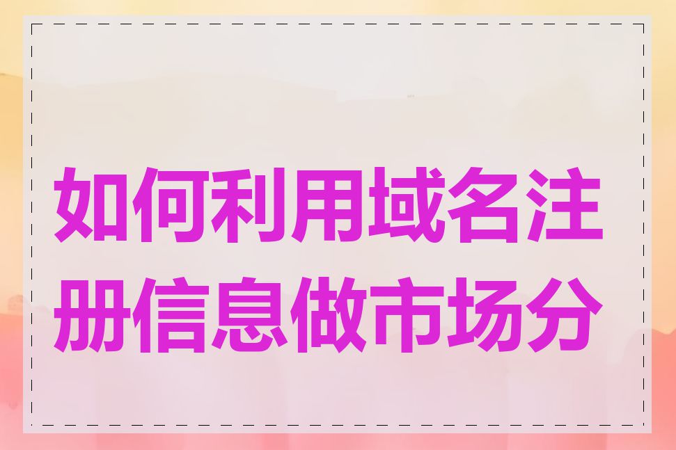 如何利用域名注册信息做市场分析