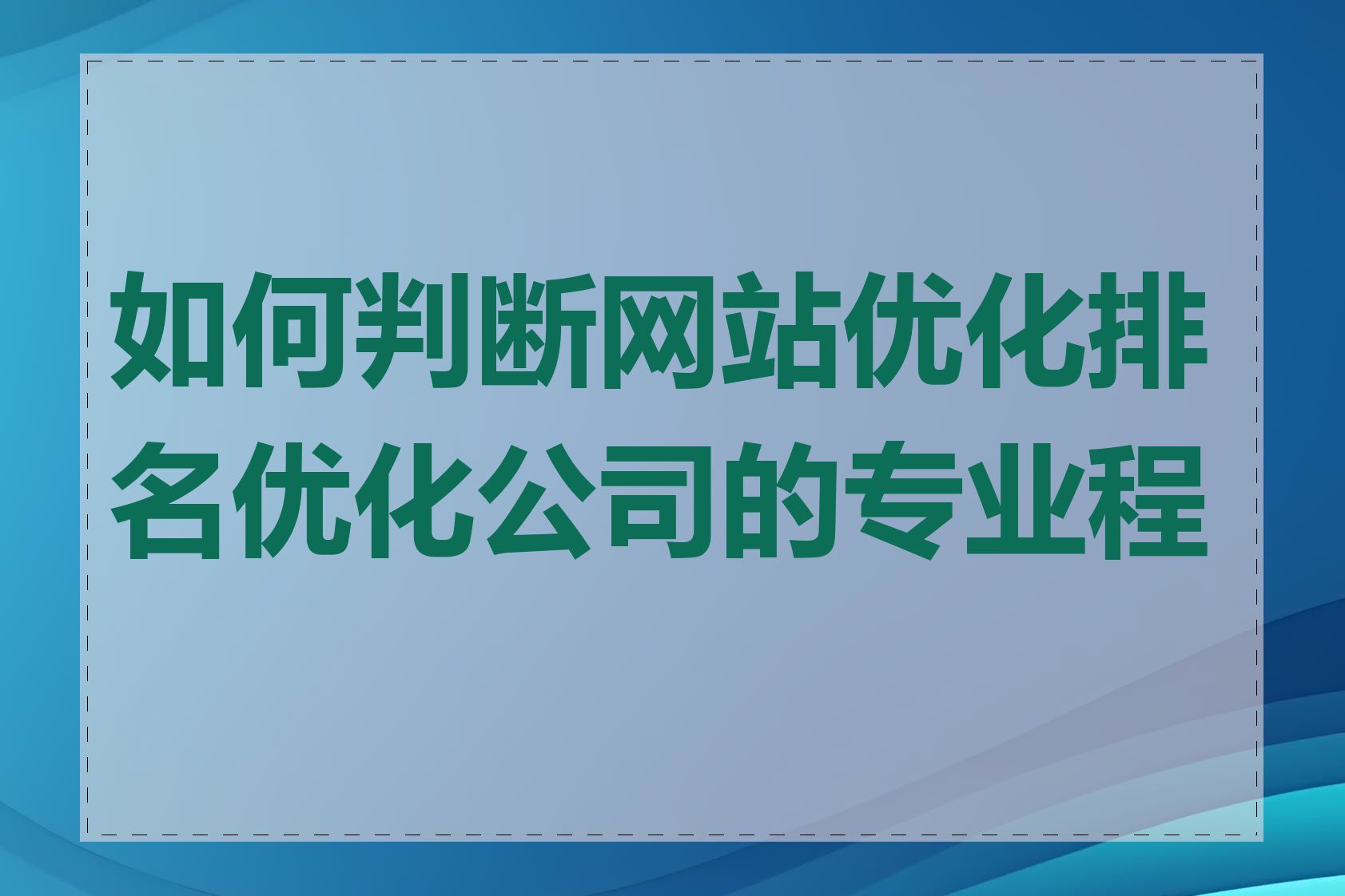 如何判断网站优化排名优化公司的专业程度