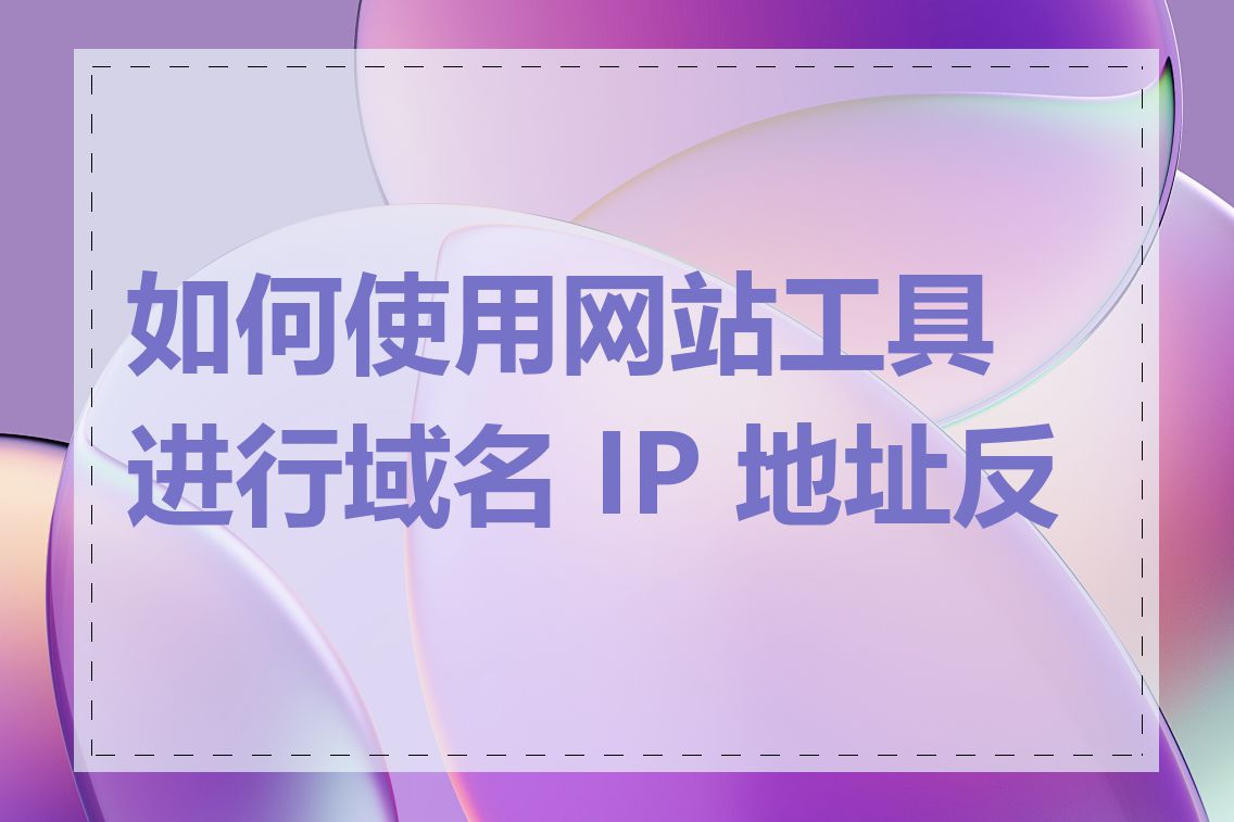 如何使用网站工具进行域名 IP 地址反查