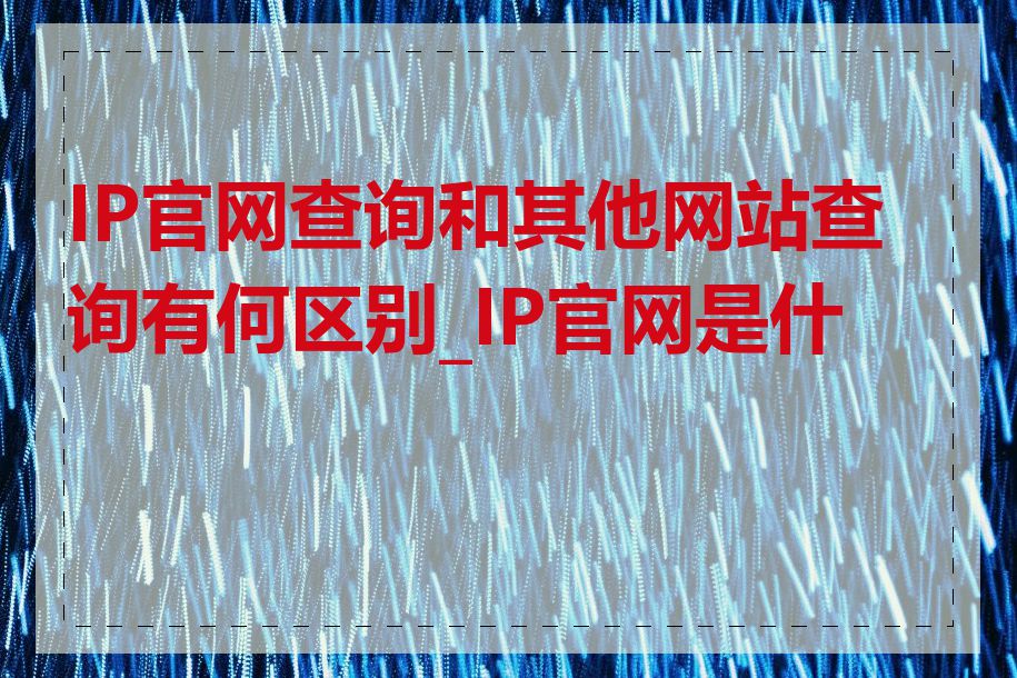 IP官网查询和其他网站查询有何区别_IP官网是什么