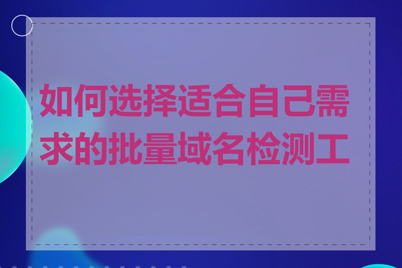 如何选择适合自己需求的批量域名检测工具