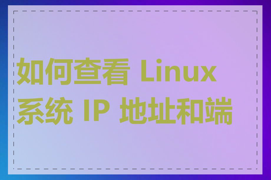 如何查看 Linux 系统 IP 地址和端口