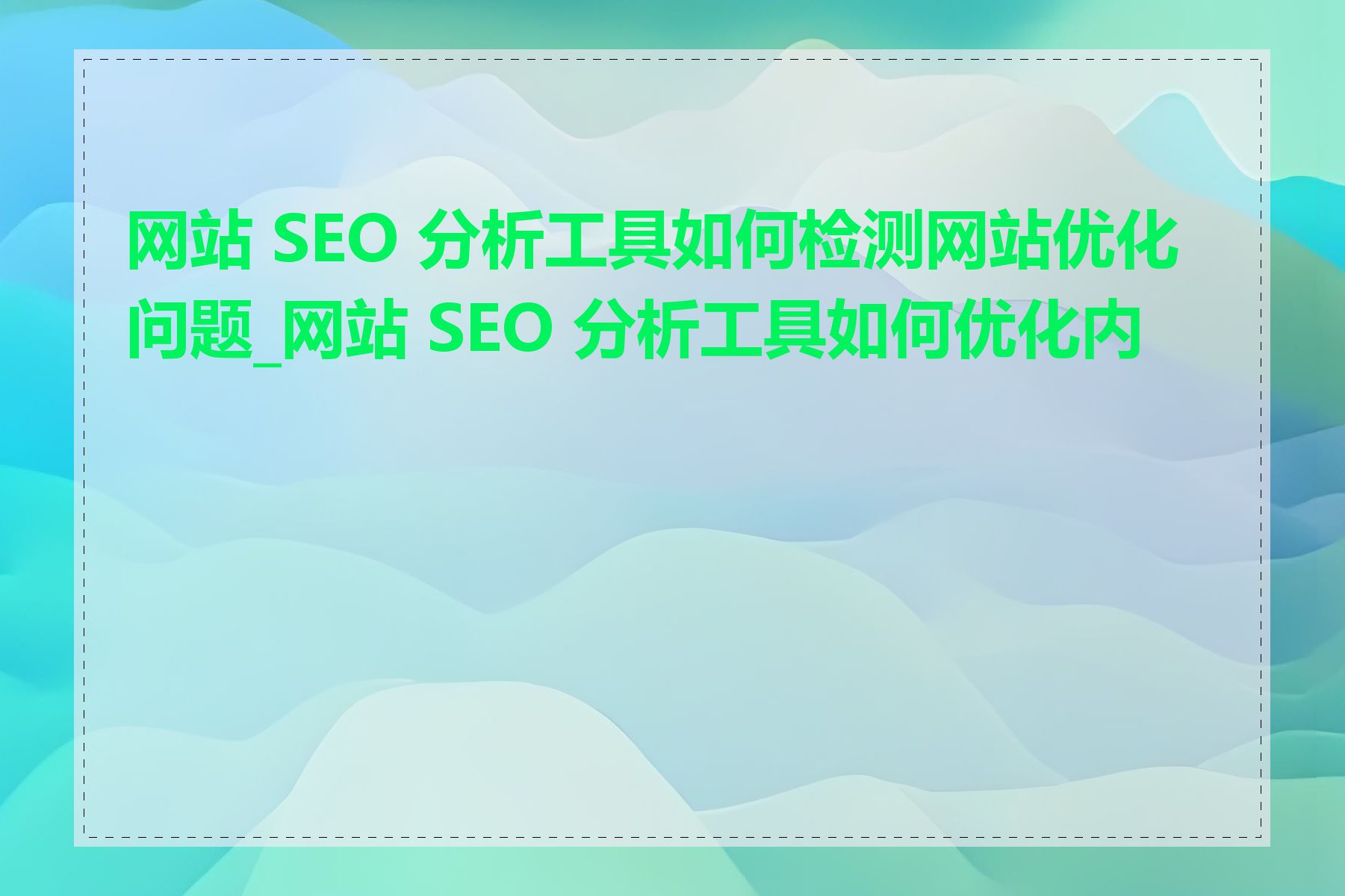 网站 SEO 分析工具如何检测网站优化问题_网站 SEO 分析工具如何优化内容