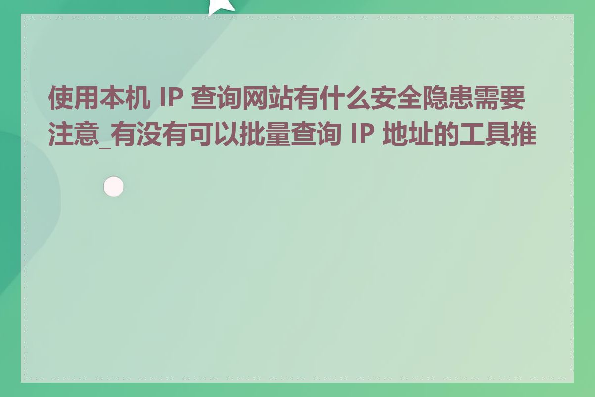 使用本机 IP 查询网站有什么安全隐患需要注意_有没有可以批量查询 IP 地址的工具推荐