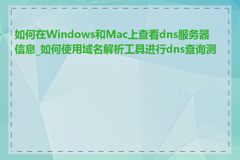 如何在Windows和Mac上查看dns服务器信息_如何使用域名解析工具进行dns查询测试