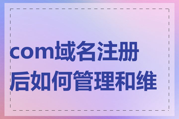 com域名注册后如何管理和维护