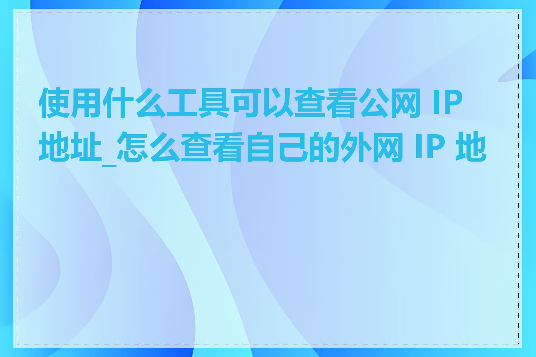 使用什么工具可以查看公网 IP 地址_怎么查看自己的外网 IP 地址