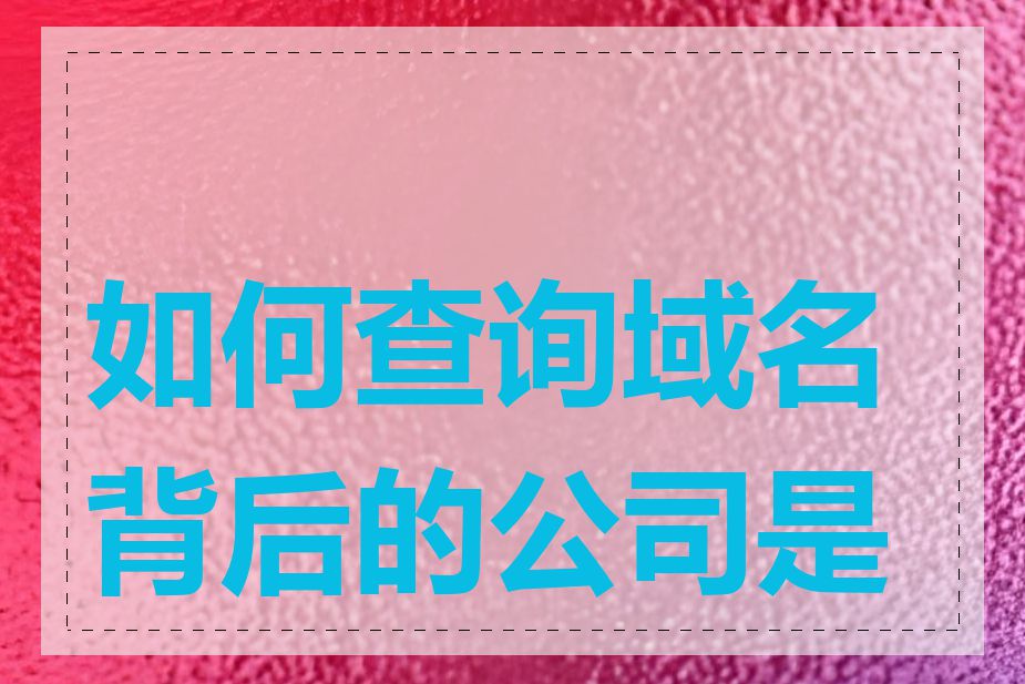 如何查询域名背后的公司是谁