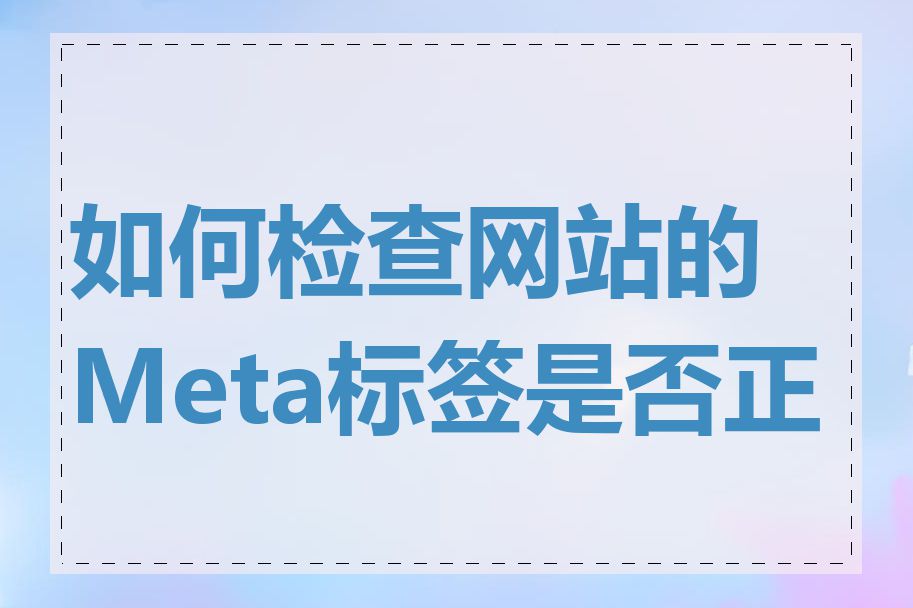 如何检查网站的Meta标签是否正确