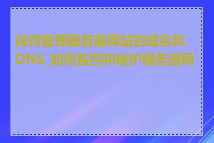 如何管理服务器网站的域名和DNS_如何监控和维护服务器网站