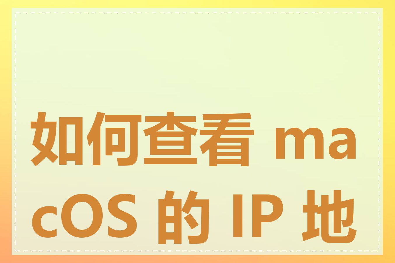 如何查看 macOS 的 IP 地址