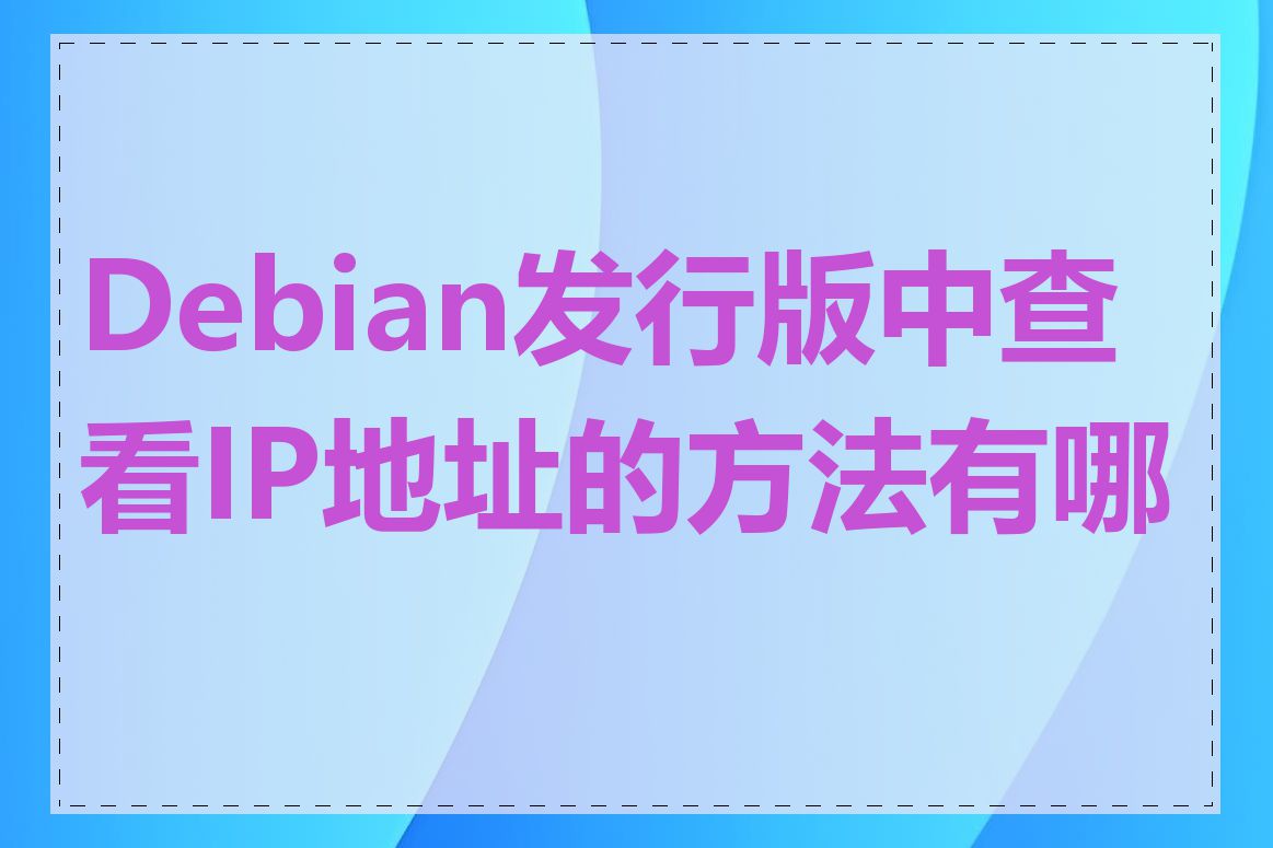 Debian发行版中查看IP地址的方法有哪些