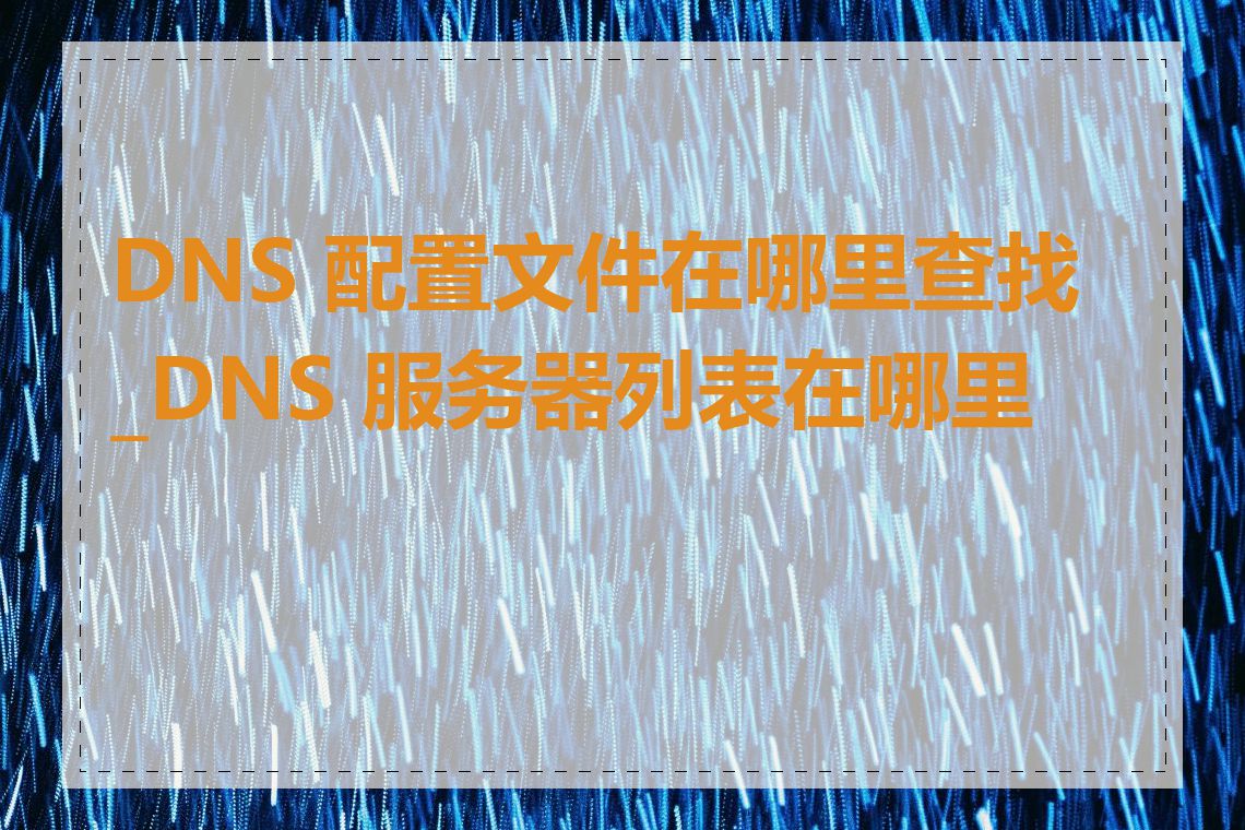 DNS 配置文件在哪里查找_DNS 服务器列表在哪里看