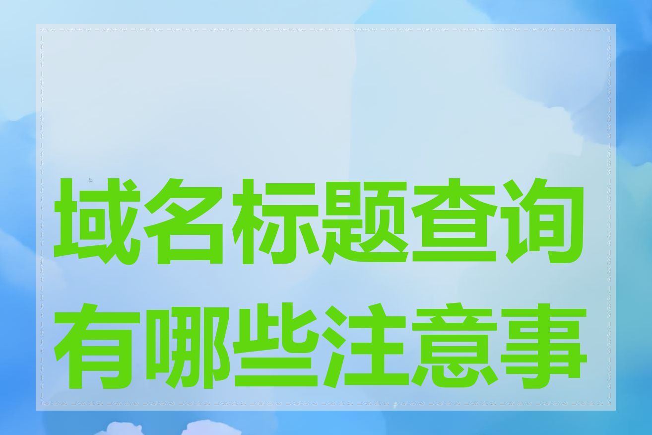 域名标题查询有哪些注意事项