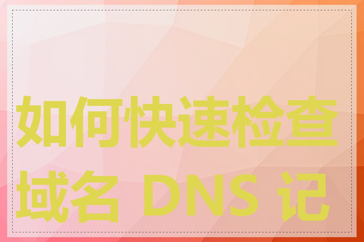 如何快速检查域名 DNS 记录