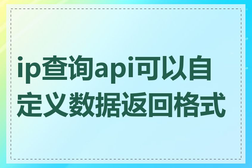 ip查询api可以自定义数据返回格式吗