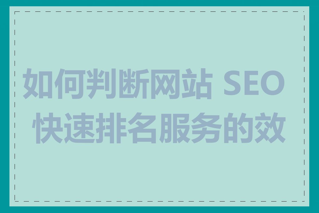 如何判断网站 SEO 快速排名服务的效果