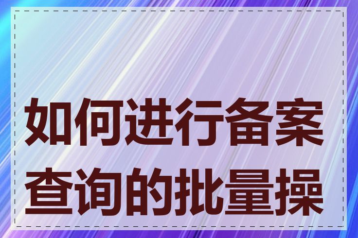 如何进行备案查询的批量操作