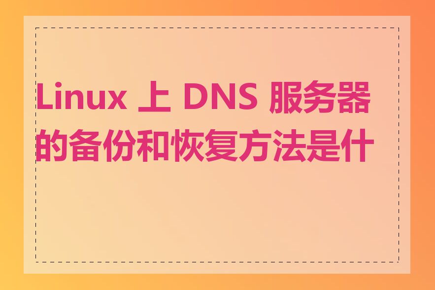 Linux 上 DNS 服务器的备份和恢复方法是什么