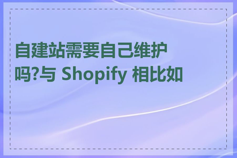 自建站需要自己维护吗?与 Shopify 相比如何