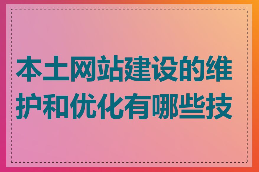 本土网站建设的维护和优化有哪些技巧