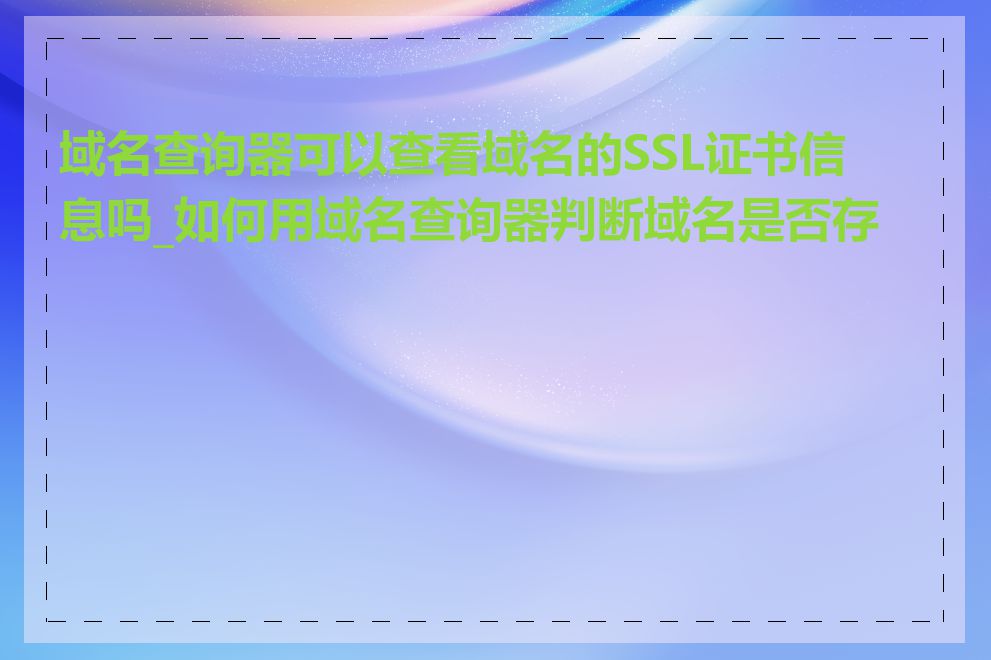 域名查询器可以查看域名的SSL证书信息吗_如何用域名查询器判断域名是否存在